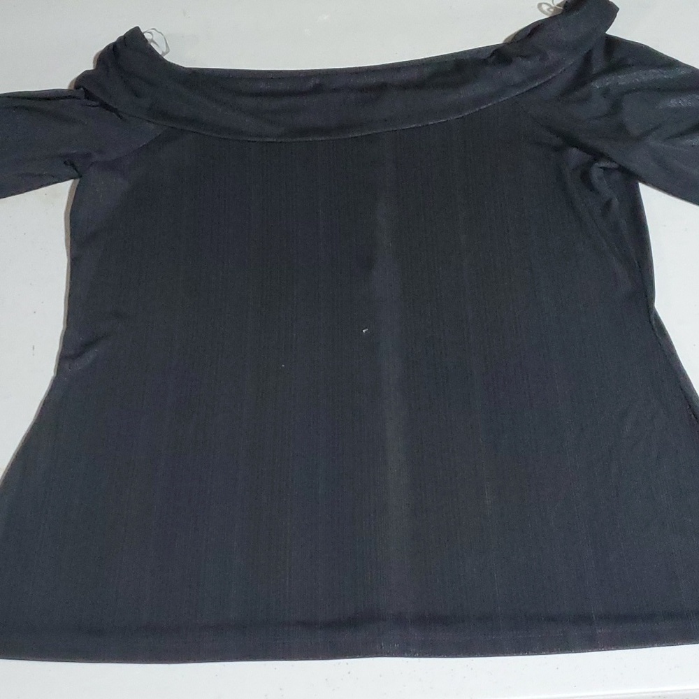 City Streets Cowled Neck 3/4 Slv Black Sz. XL Tunic Top